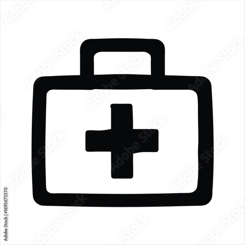 Simplified Black First Aid Kit Graphic Symbol Icon on White Background