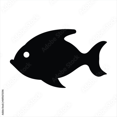 A simple black and white image of a fish illustration design