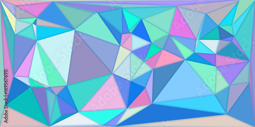 Colorful seamless geometric triangle pattern vector wallpaper design with polygon mosaic and 3D diamond shapes