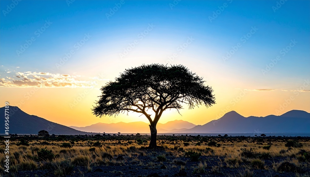 Obraz premium Silhouette tree against gradient sky