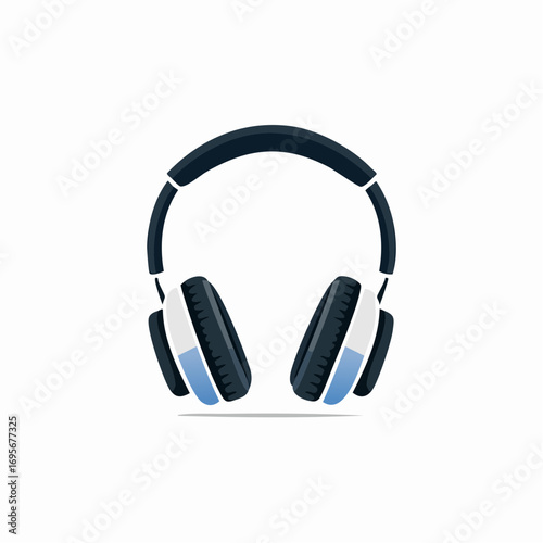 Stylish blue and white over-ear headphones, providing a comfortable and immersive audio experience for music, podcasts, and clear online calls, suitable for daily use