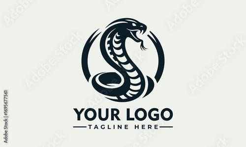 Illustration of a cobra snake coiled within a circle, head raised and tongue extended, stylized design.