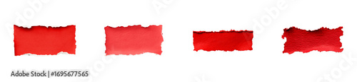Wallpaper Mural Four torn red paper pieces on transparent background, cut out Torontodigital.ca