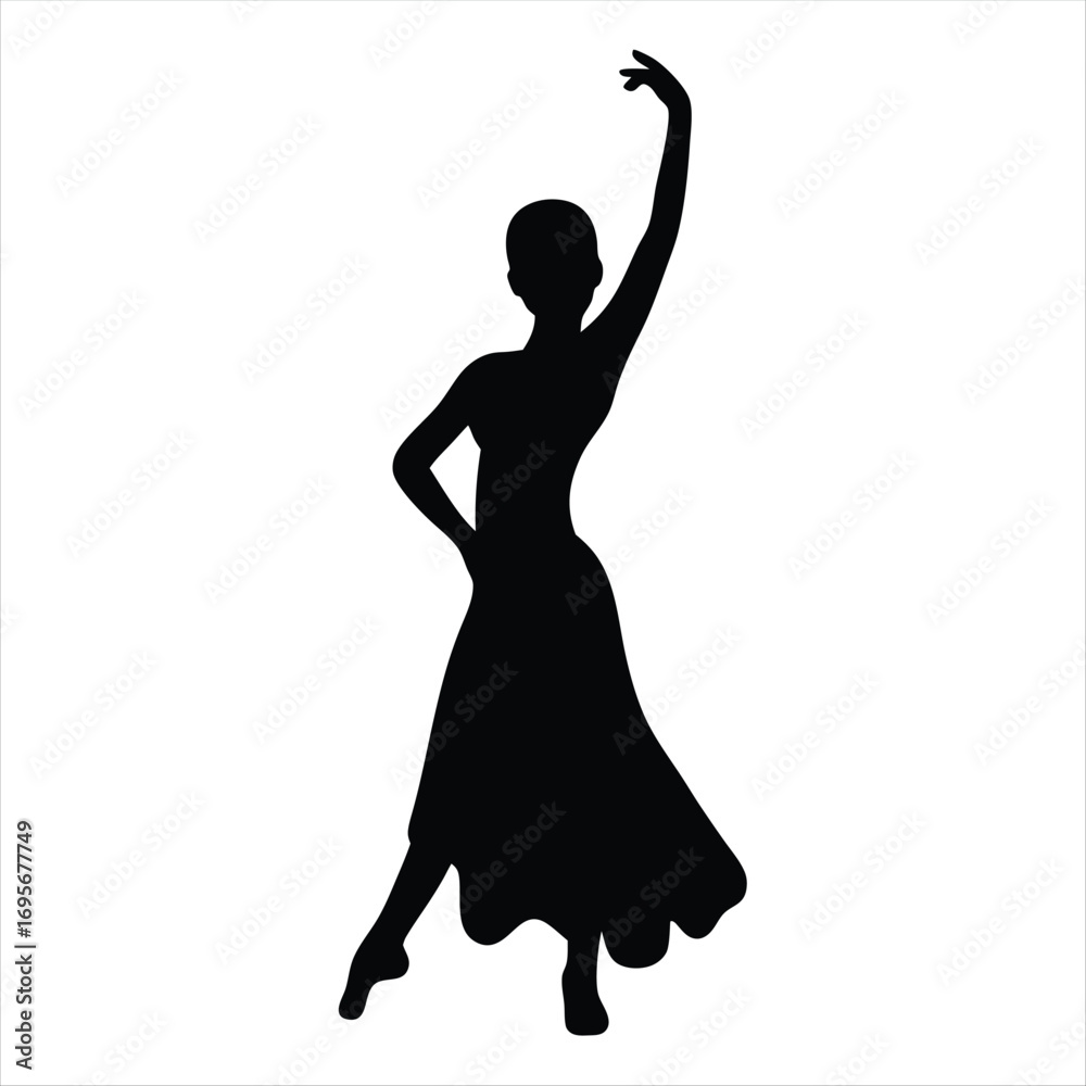 Fototapeta premium Silhouette of a graceful ballerina dancing with elegance and poised confidence