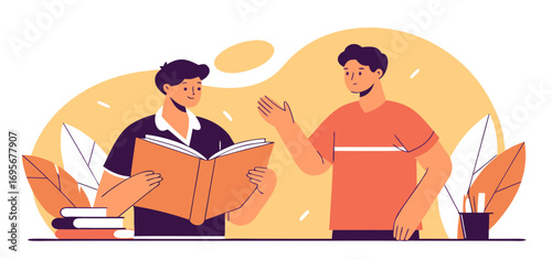 Businesspeople smiling while working together on a laptop at an office desk