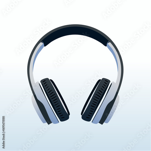 Illustration of Headphones on a Light Blue Gradient Background