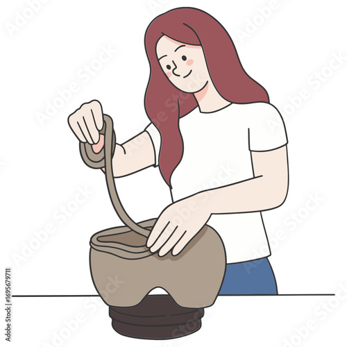 Making pottery in art class
