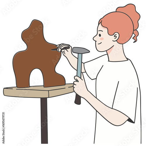 Sculpting in art class