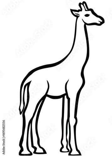 Black Outline Drawing of a Giraffe