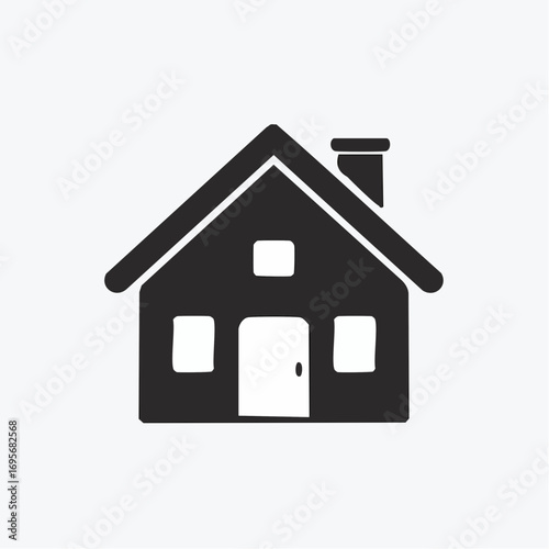 Simple House Icon Minimalist Black and White Silhouette for Real Estate and Home Concepts