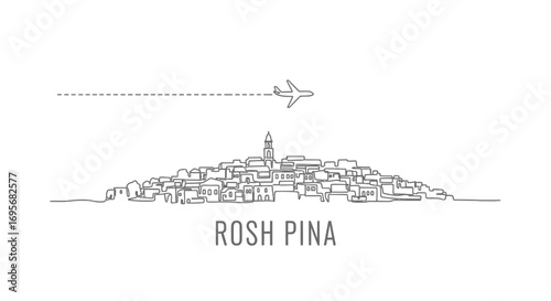 Rosh Pina skyline Israel travel doodle.