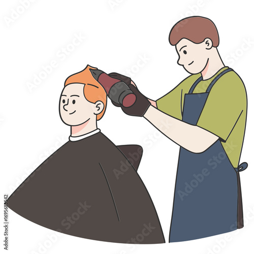 Hairdresser styling hair