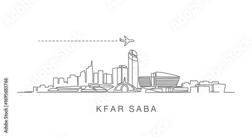 Kfar Saba skyline Israel Plane icon.