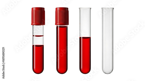 Blood test tubes sample collection medical laboratory analysis diagnosis healthcare research science study on transparent background