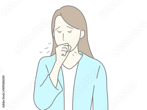  イラスト　女性　咳