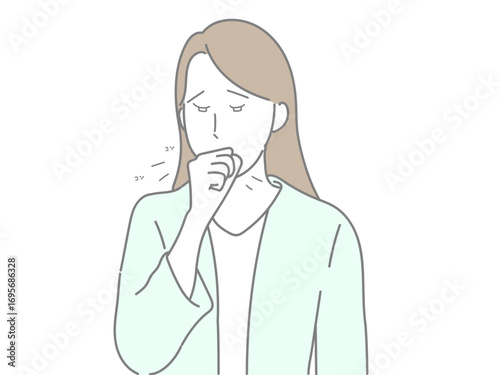  イラスト　女性　咳
