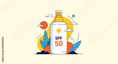 Protect your skin with SPF 50 sunscreen, enjoy summer sun safely and healthily.