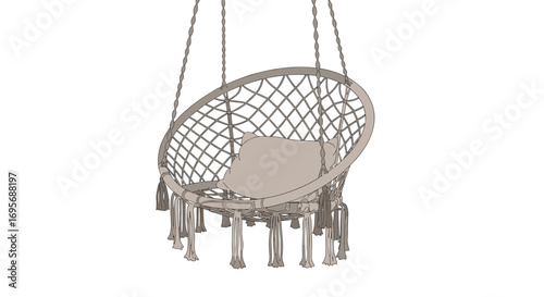 Relaxing boho macrame swing chair with cushion creates cozy indoor outdoor sanctuary