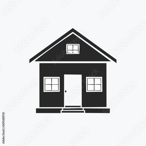 Simple House Icon Black Silhouette Illustration of a Home