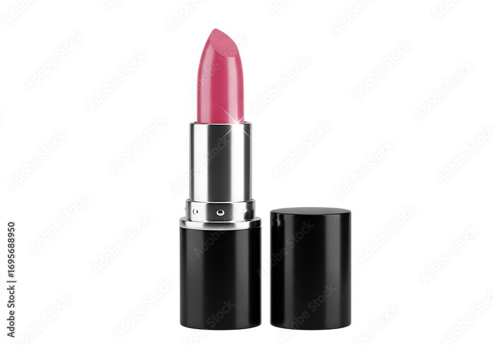 Obraz premium Elegant Pink Lipstick with Black and Silver Tube for Beauty Products