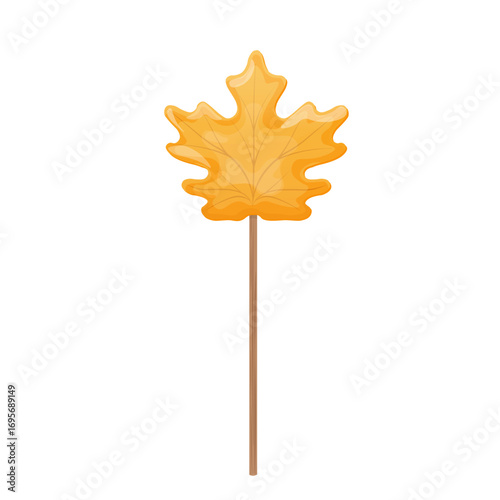 Maple syrup candy on stick, Chupa Chups. Canadian traditional dessert. Vector stock illustration. Isolated on a white background.