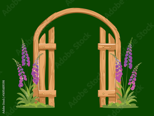 A minimalist and clean vector illustration of a simple green archway, isolated on a solid dark background with no distractions