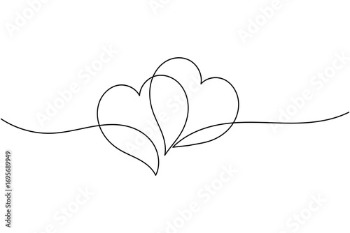 Heart shape one line art illustration minimal romantic love shape isolate outline vector