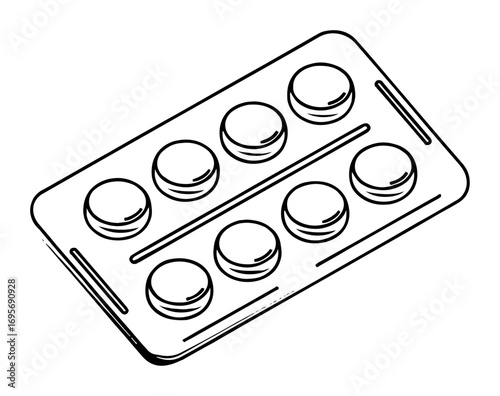 vector blister pack of round pills tablets illustration