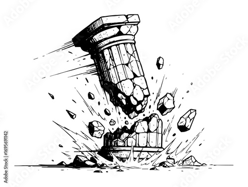 crumbling ancient column breaking ground