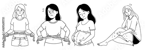 pregnancy stages trimester belly growth vector illustration