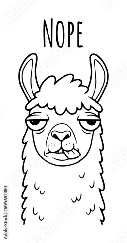 funny grumpy llama nope cartoon quote illustration