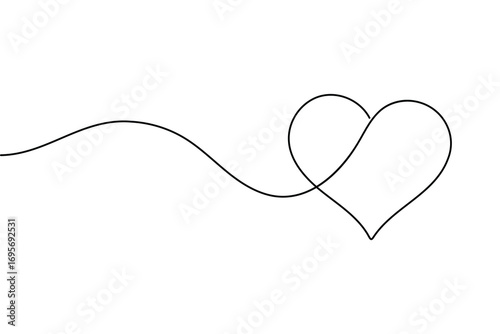 Heart shape one line art illustration minimal romantic love shape isolate outline vector