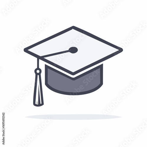 Isolated vector illustration of an academic graduation cap with a tassel, a symbol of higher education, learning, and scholarly achievement