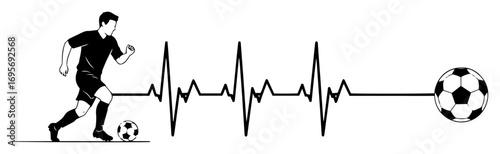 soccer heartbeat lifeline with player and ball