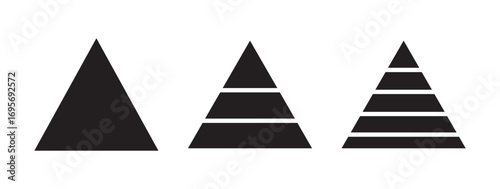 Triangular pyramid infographic vector icon set. Blue pyramid infographic templates collection. Triangle hierarchy data segments collection. Triangular pyramid infographic vector icon set. pyramid info