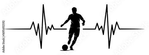 soccer player heartbeat lifeline sport passion logo
