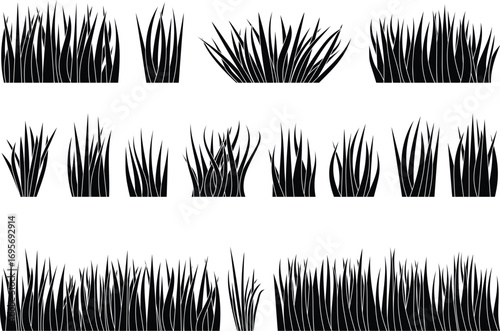 set of grass silhouettes