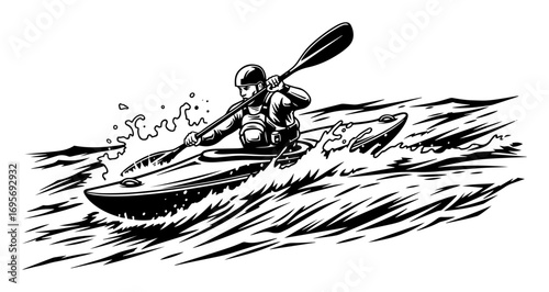 extreme whitewater kayaking action sport vector