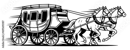 vector vintage horse drawn stagecoach carriage illustration