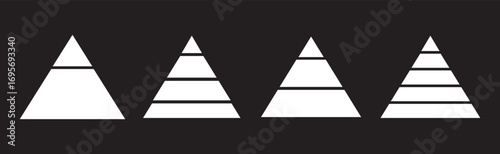 Triangular pyramid infographic vector icon set. Blue pyramid infographic templates collection. Triangle hierarchy data segments collection. Triangular pyramid infographic vector icon set. pyramid info