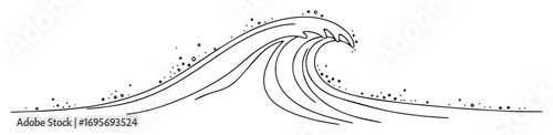 ocean wave line art japanese style vector drawing