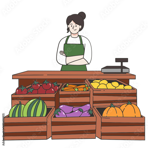 Seller in vegetable market