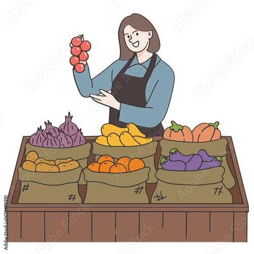 Vegetable market seller