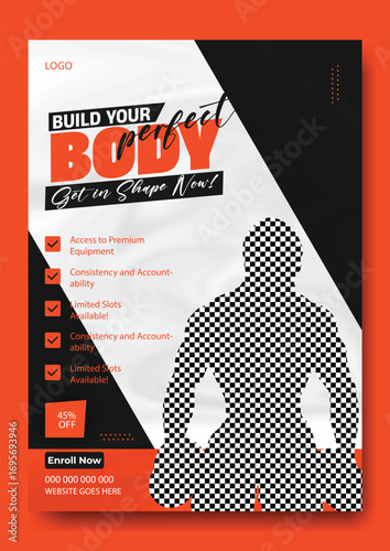 Muscular man with powerful physique in gym workout promoting fitness and bodybuilding goals