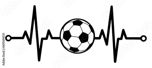 soccer football heartbeat pulse line love sport vector