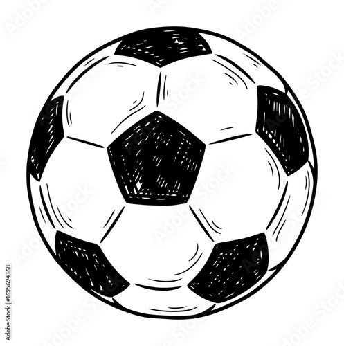 soccer ball hand drawn sketch vintage vector illustration
