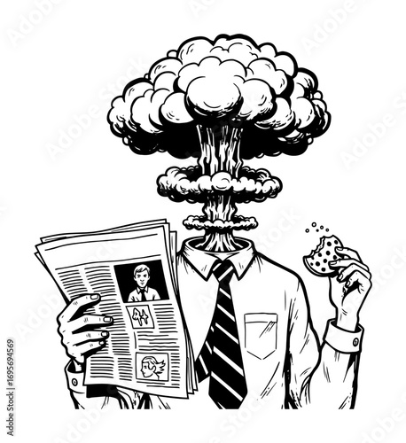 mind blowing news surreal man with atomic bomb head