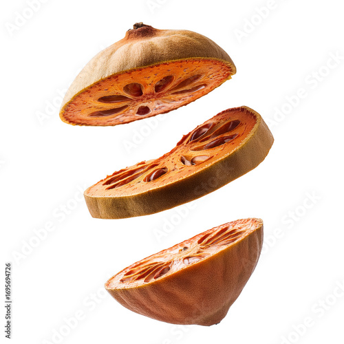 Dried Bael Fruit Slices Levitating Organic Healthy Snack Asian Cuisine Ingredient