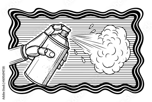 hand holding spray paint can graffiti art vector