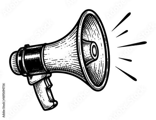 vintage megaphone bullhorn sketch engraving style vector